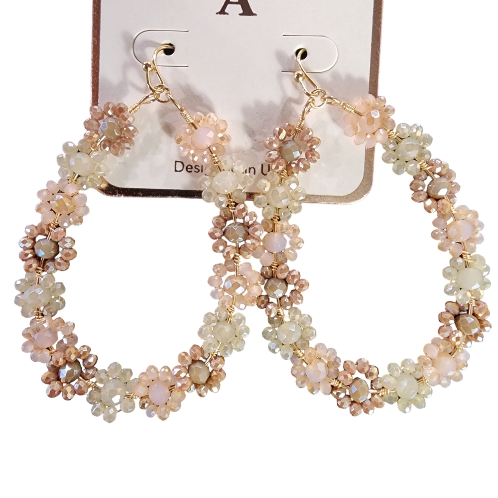 Pastel Floral Oval Earrings NWT - (#0074)